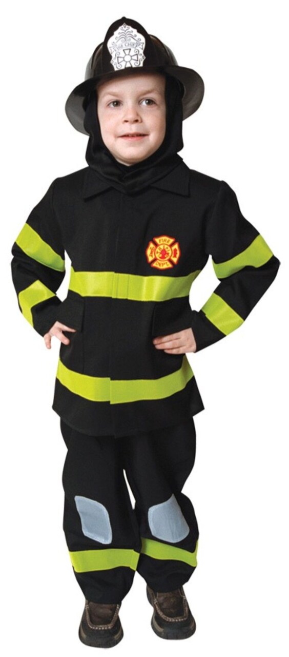 The Costume Center Black and Green Firefighter Unisex Children Fancy Dress Costume - Small